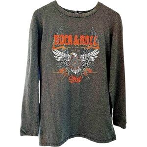 Fashion Nova Rock & Roll Soft Long Sleeve Soul Eagle Graphic Print Tee Size L